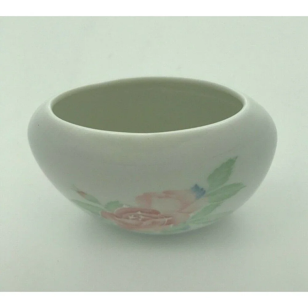 Vintage PINK ROSE Otagiri Vase Porcelain Floral Art Pottery Hand Painted Japan